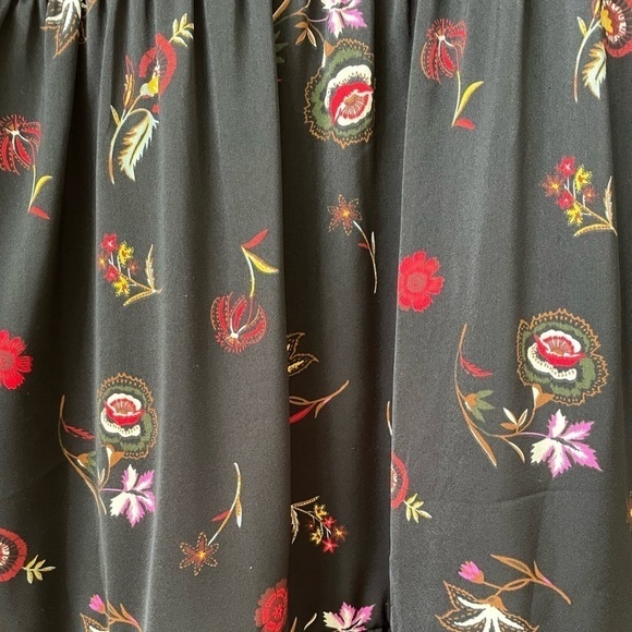 Old Navy Dark Romantic Floral Boho Dress with Tassel Neckline Medium Tiered - Picture 9 of 12